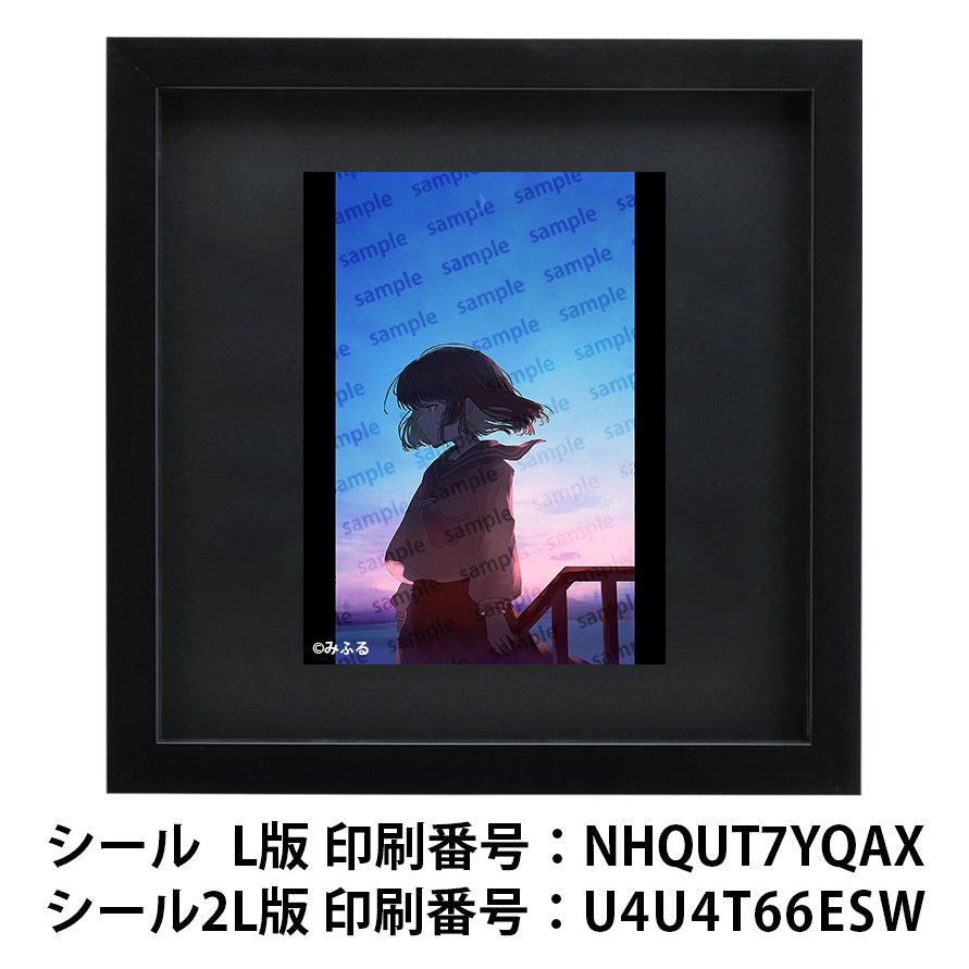 ネップリ イラスト エモい 可愛い女の子 かわいい シール ステッカー ノスタルジック おしゃれ 個性的 風景 景色 綺麗 美しい JK 女子高校生 セーラー服 黒髪 ボブヘア ショートカット ネットプリント コンビニプリント おすすめ 人気 イラストレーター 絵師 クリエイター グッズ ローソン ファミマ タイトル:明け 作:みふる