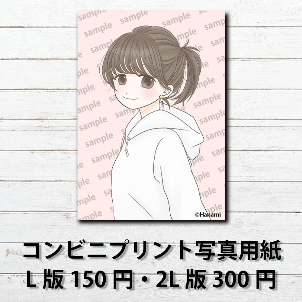 ネップリ イラスト 可愛い女の子 かわいい おしゃれ服 ショートカット ピアス パーカー フード 個性的 おすすめ 人気 コンビニプリント ネットプリント イラストレーター クリエイター 絵師 グッズ ローソン ファミマ タイトル:Hanami PART14 作:Hanami