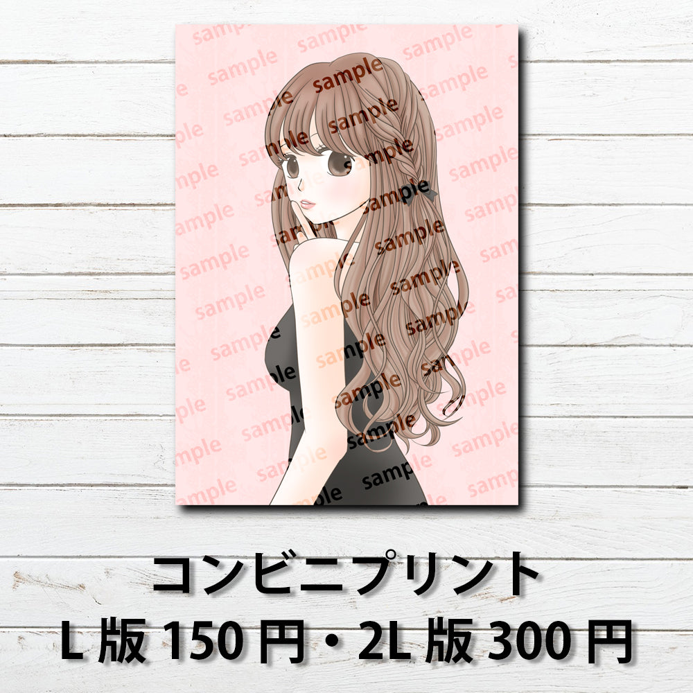ネップリ イラスト 可愛い女の子 おしゃれ服 後ろ姿 ワンピース コンビニプリント ネットプリント 個性的 おすすめ 人気 イラストレーター 絵師 クリエイター グッズ ローソン ファミマ タイトル:Hanami PART6 作:Hanami