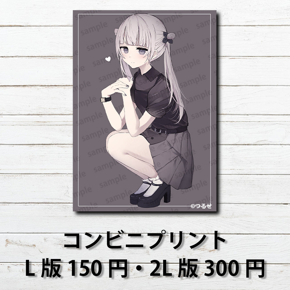 ネップリ イラスト 可愛い女の子 おしゃれ服 萌え エモい かわいい ロリっ娘 ツインテール 銀髪 生足 プリッツスカート コンビニプリント ネットプリント 個性的 おすすめ 人気 イラストレーター クリエイター 絵師 ローソン ファミマ グッズ タイトル:つるせ PART12 作:つるせ