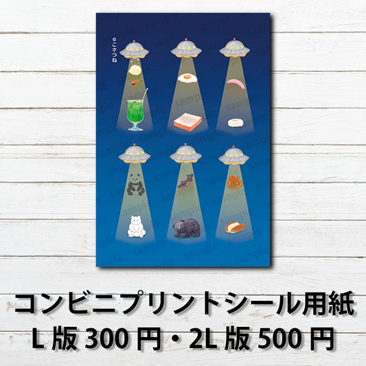 ネップリ　イラスト　パンダ　おしゃれ　ゆるかわ　ゆるい　ユニーク　ネタ系　可愛い　動物　シール　ステッカー　コンビニプリント　おすすめ　人気　イラストレーター　クリエイター　絵師　グッズ　スマホケース　サイズ　挟む　ローソン　ファミマ　タイトル：極悪非道なUFO アソートセット1　作：こさつね