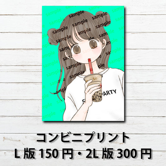 ネップリ　イラスト　可愛い女の子　黒髪　ロング　おしゃれ服　個性的　おすすめ　人気　コンビニプリント　ネットプリント　イラストレーター　絵師　クリエイター　グッズ　ローソン　ファミマ　タイトル：Hanami PART8　作：Hanami