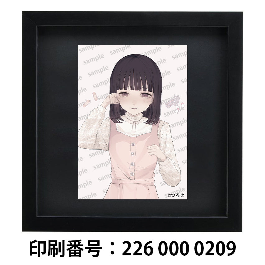 ネップリ　イラスト　エモい　可愛い女の子　病みかわいい　メンヘラ　黒髪　ボブヘア　ショートカット　シール　ステッカー　おしゃれ服　ワンピース　おすすめ　人気　個性的　コンビニプリント　ネットプリント　イラストレーター　クリエイター　絵師　ローソン　ファミマ　グッズ　タイトル：つるせ ブロマイド PART19　作：つるせ