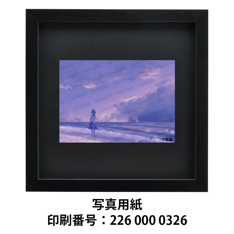 ネップリ　イラスト　エモい　可愛い女の子　かわいい　ノスタルジック　おしゃれ　個性的　風景　景色　綺麗　美しい　JK　女子高校生　セーラー服　プリッツスカート　生足　ボブヘア　ショートヘア　ネットプリント　コンビニプリント　おすすめ　人気　イラストレーター　絵師　クリエイター　グッズ　ローソン　ファミマ　タイトル：今だけは全て忘れて　作：栞音